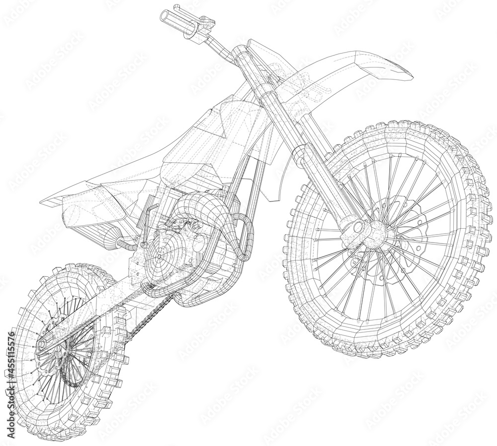 Element of sport design. Motorbike. Wire-frame EPS10 format. Vector created of 3d.