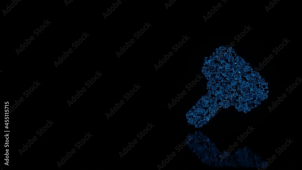 3d rendering mechanical parts in shape of symbol of razor isolated on black background with floor reflection 3d rendering mechanical parts in shape of symbol of razor isolated on black background with floor reflection