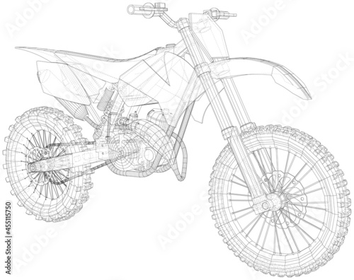 Silhouette of motorbike on a white background. EPS10 format. Vector created of 3d. photo