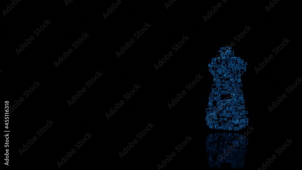 3d rendering mechanical parts in shape of symbol of spice isolated on black background with floor reflection 3d rendering mechanical parts in shape of symbol of spice isolated on black background with floor reflection