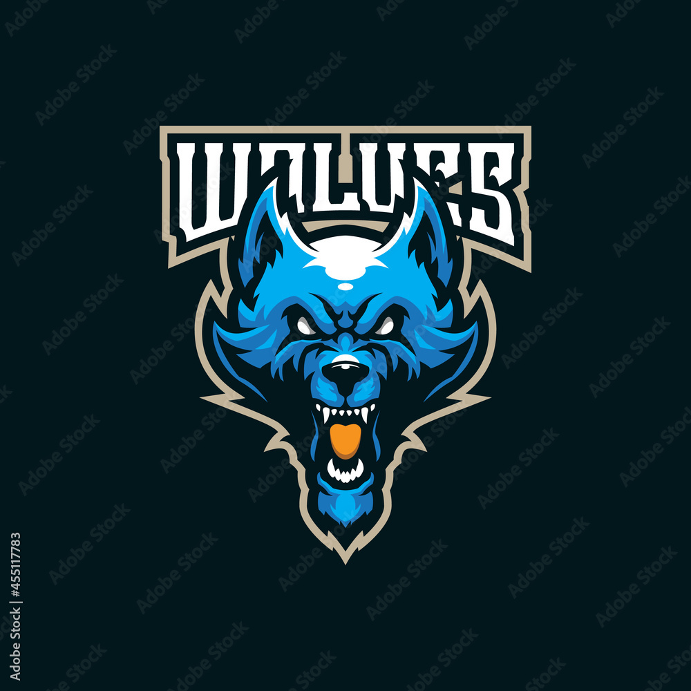 Fototapeta premium Wolf mascot logo design vector with modern illustration concept style for badge, emblem and t shirt printing. Angry head wolf illustration for sport and esport team.