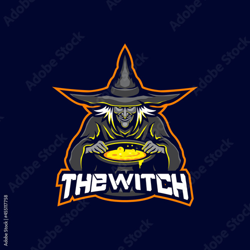 Witch mascot logo design vector with modern illustration concept style for badge, emblem and t shirt printing. Witch illustration for sport and esport team.