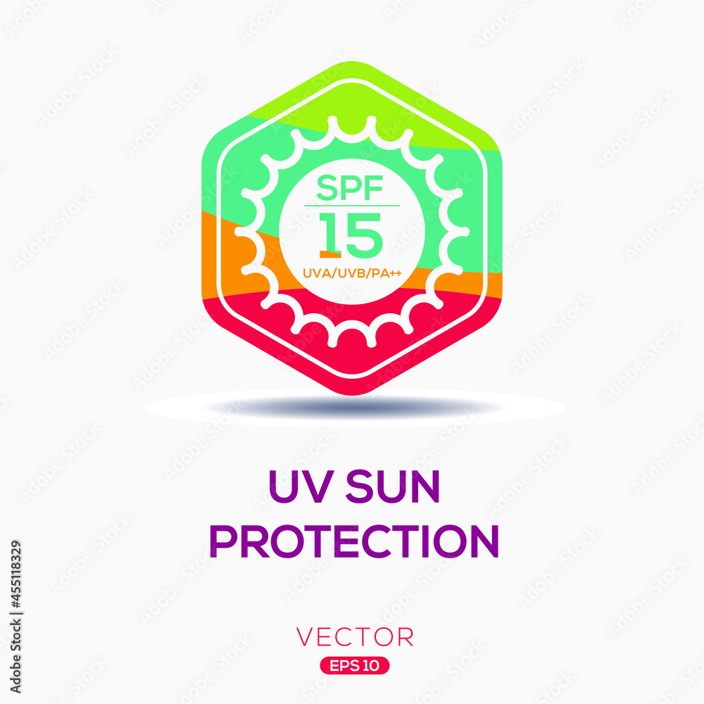 Creative (SPF 15) UV protect icon, Vector sign.