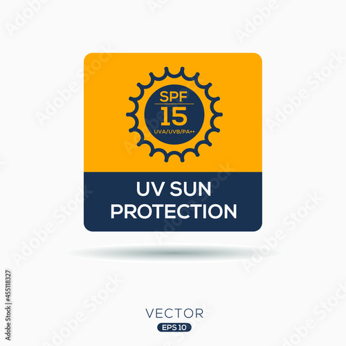 Creative (SPF 15) UV protect icon, Vector sign.