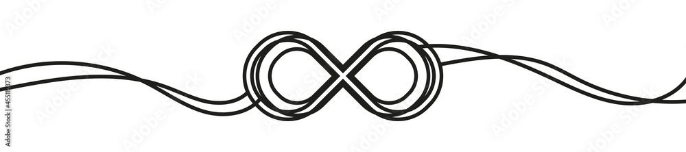 Infinity symbol in line drawing style. Modern creative hand drawn background. Continuous infinite outline backdrop. Vector illustration. Infinity symbol in line drawing style. Modern creative hand drawn background. Continuous infinite outline backdrop. Vector illustration.