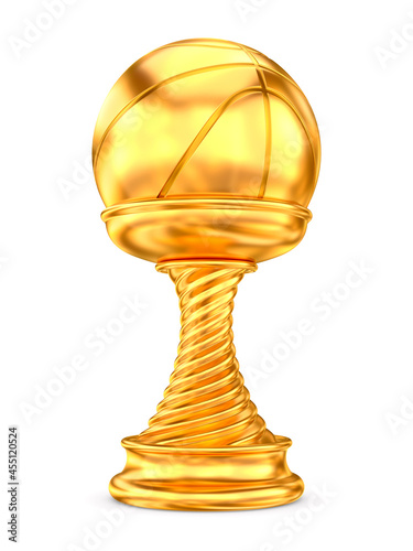 gold trophy cup on white background. Isolated 3d illustration