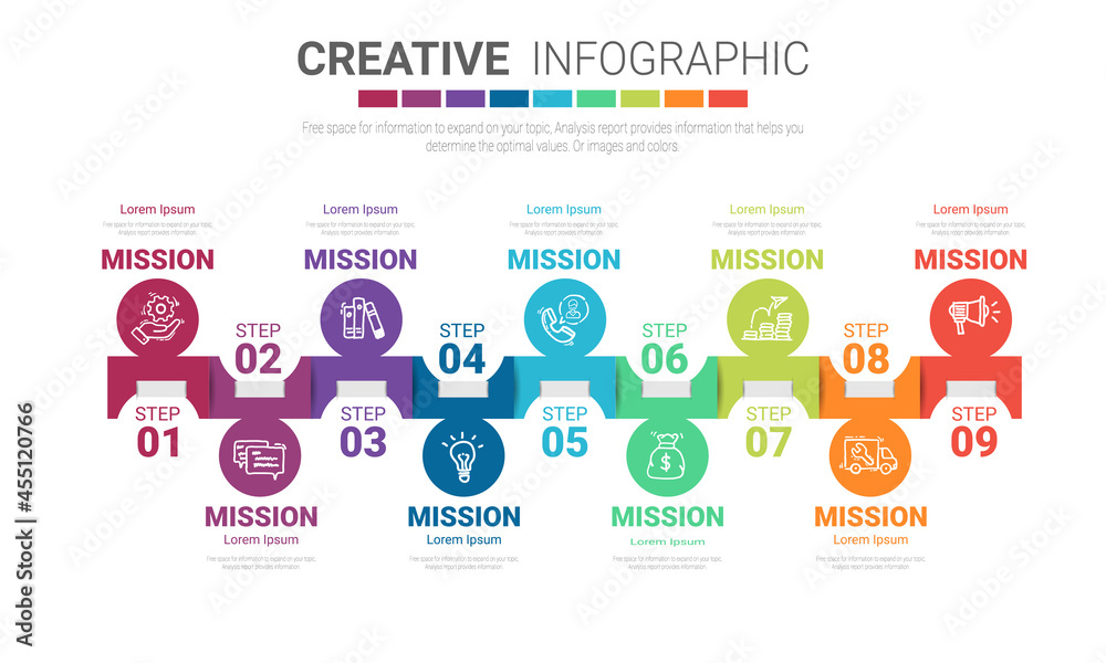 Presentation business infographic template with 9 options. Vector illustration. Presentation business infographic template with 9 options. Vector illustration.