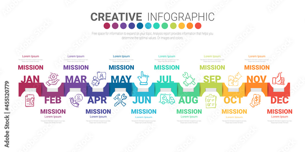Timeline for 1 year, 12 months, infographics all month planner design and Presentation business can be used for Business concept with 12 options, steps or processes. Timeline for 1 year, 12 months, infographics all month planner design and Presentation business can be used for Business concept with 12 options, steps or processes.
