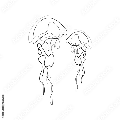 Line art one line jellyfish for decoration design
