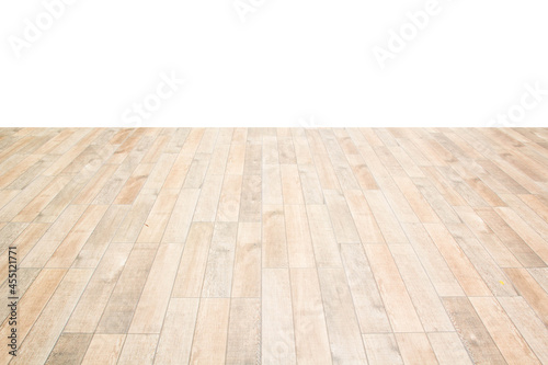 wooden floor and wall on white background.