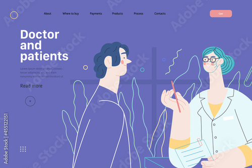 Doctor and patients - medical insurance web template