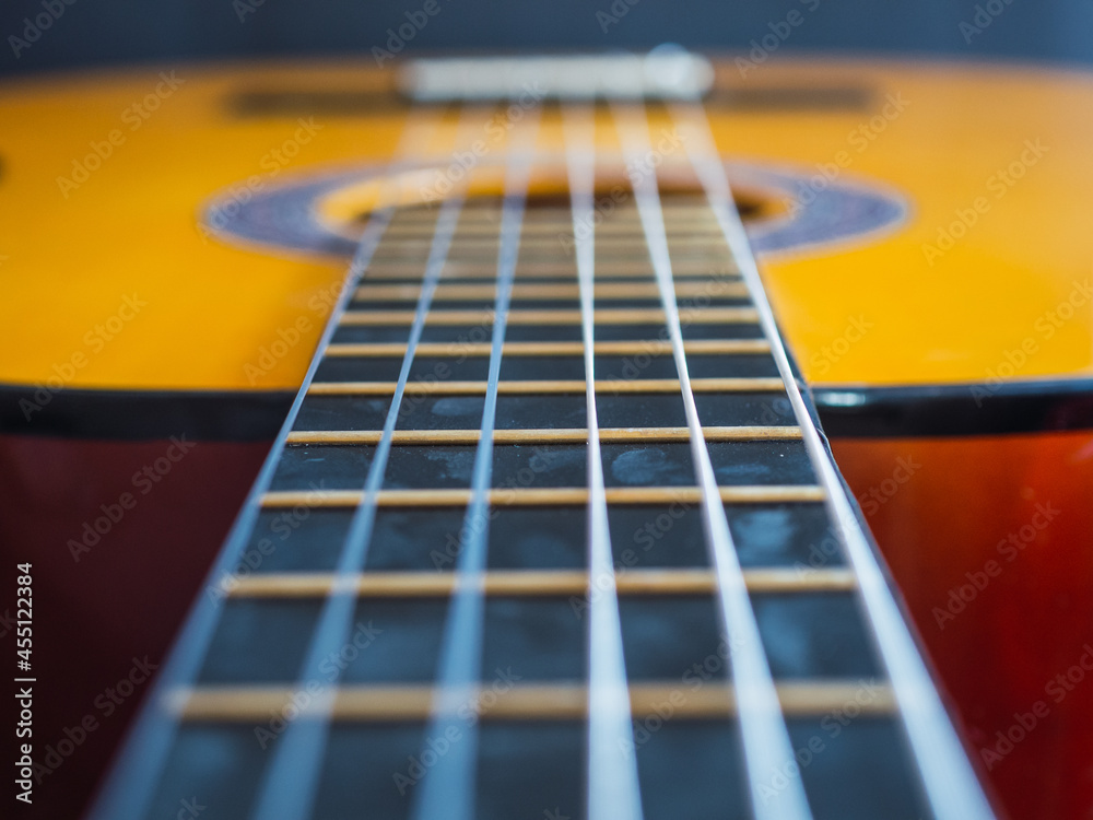 Fototapeta premium Flamenco guitar neck. Music concept