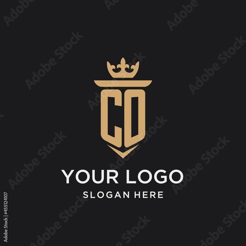 CO monogram with medieval style, luxury and elegant initial logo design