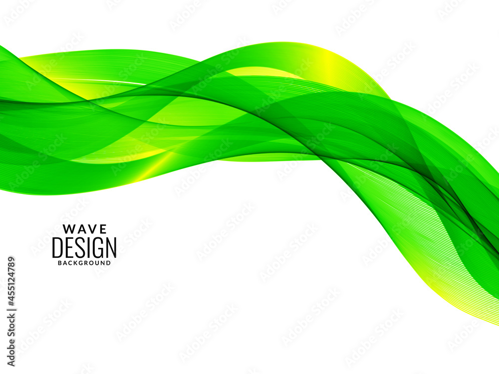 Obraz premium Green flowing stylish wave in white background illustration pattern