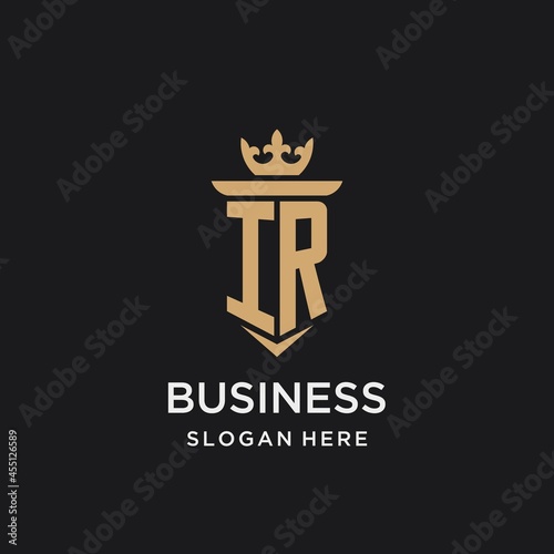 IR monogram with medieval style, luxury and elegant initial logo design