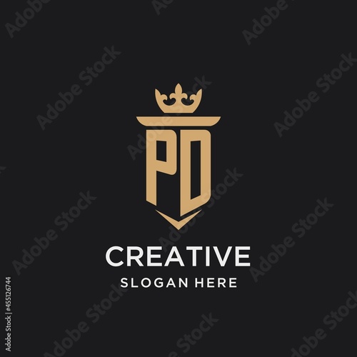 PD monogram with medieval style, luxury and elegant initial logo design photo