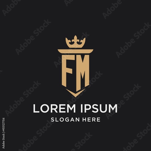 FM monogram with medieval style, luxury and elegant initial logo design