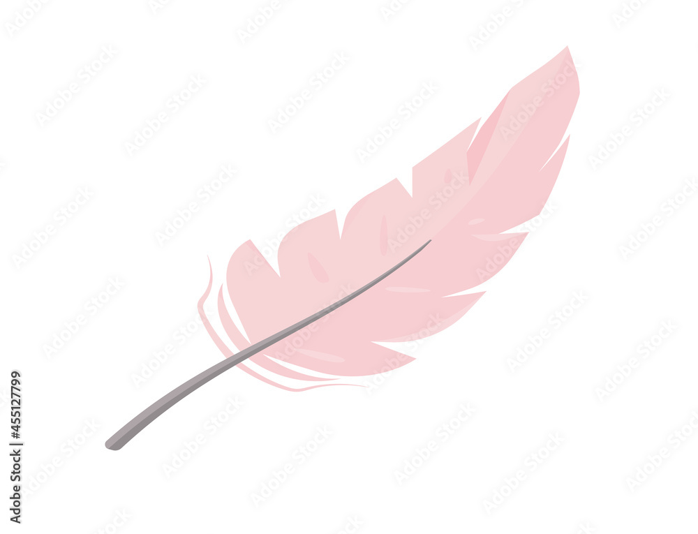 Beautiful pink feather icon . Flat design