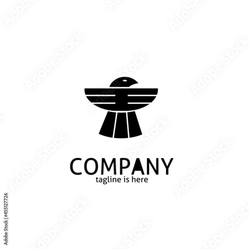 bird logo design silhouette with open wings on white background,