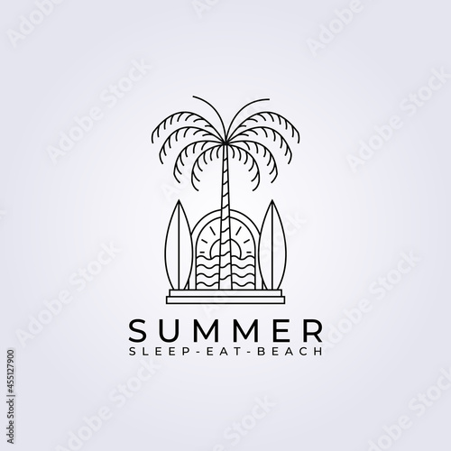 hawaii tourist ocean palm logo vector illustration design apparel design