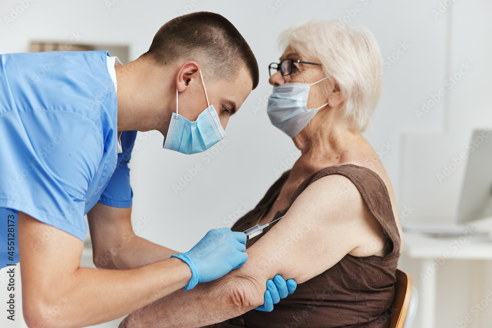 elderly woman in hospital vaccine passport health care elderly woman in hospital vaccine passport health care