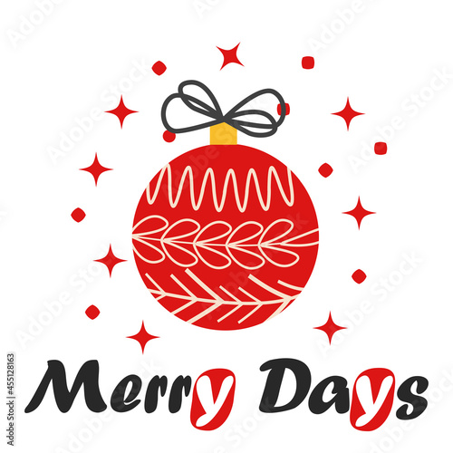 Christmas and Happy New Year illustration. Trendy retro style, design template.
