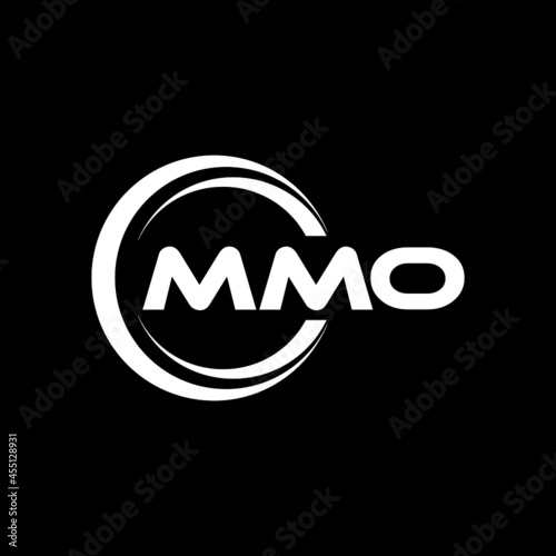 MMO letter logo design with black background in illustrator, vector logo modern alphabet font overlap style. calligraphy designs for logo, Poster, Invitation, etc.