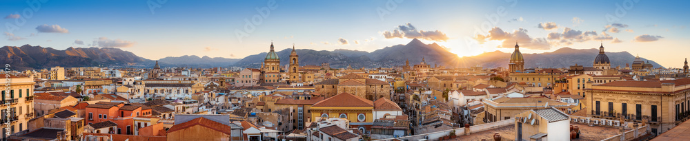 panoramic view at the old town of palermo, sicily