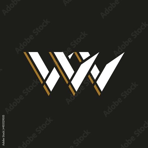 Modern Minimalist Letter VVV Logo Design. With gold and white colors. Premium and Luxury Logo Design Template photo