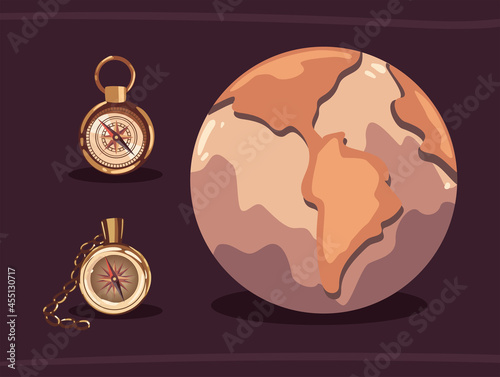 columbus day icons and planet