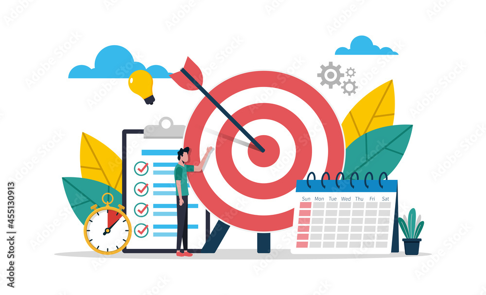 Setting smart goals concept for success in life and business vector illustration - obrazy, fototapety, plakaty 