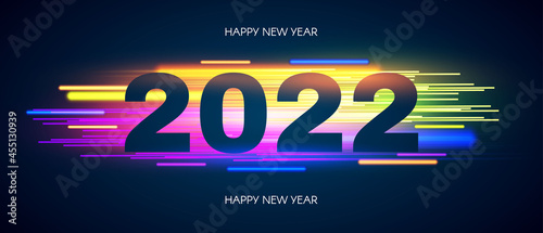 Happy new 2022 year Elegant text with light effects.
