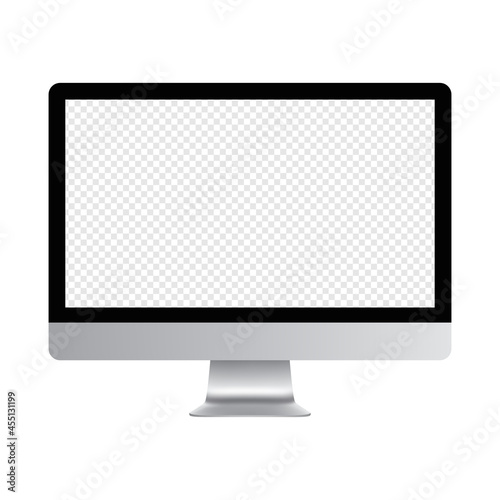 Realistic computer display with screen mockup. Blank lcd monitor. PC display isolated on white background