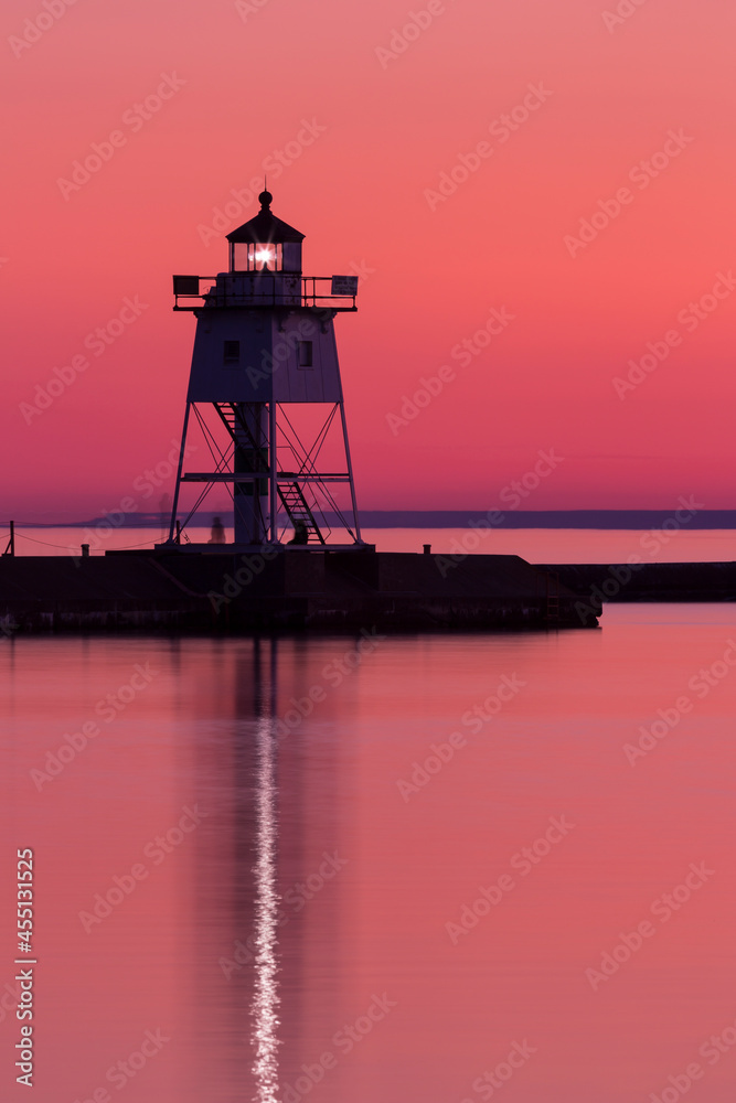 Grand Marais Lighthouse After Sunset On Lake Superior