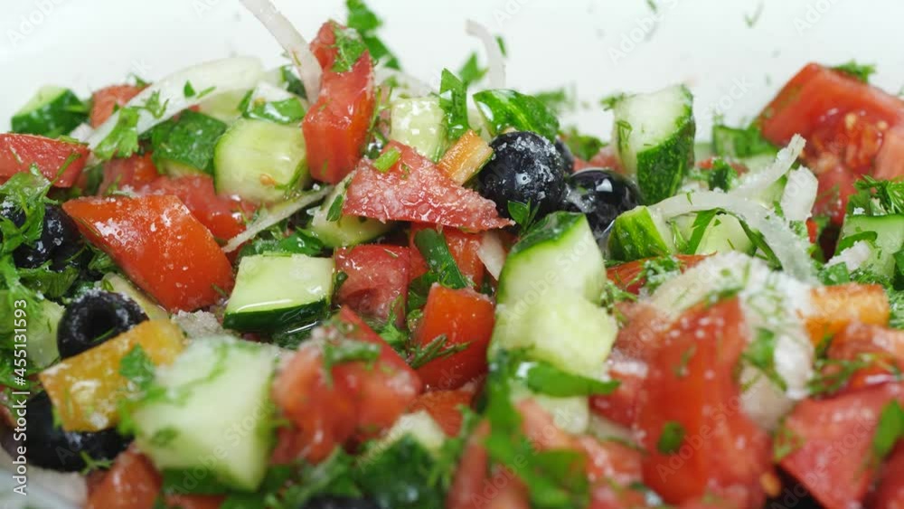 salt fresh vegetable salad with red tomato green cucumber onions salt fresh vegetable salad with red tomato green cucumber onions