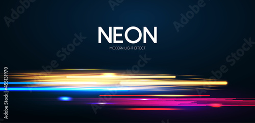 Motion striped light effect with fluid color. Abstract shining wave background. Magic screen design