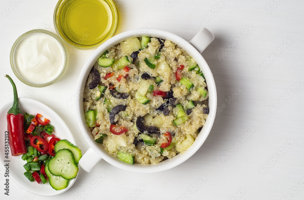 Gluten-free quinoa porridge with vegetables