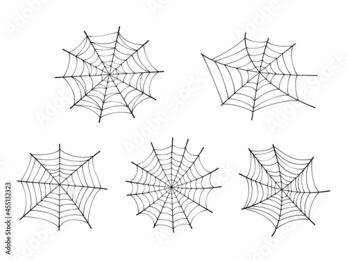 Set of fancy spider web at white background.