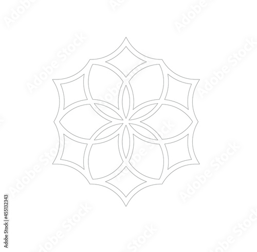 Vector isolated laser cutting contour line geometric element. Islamic geometry girih flower decorative element 