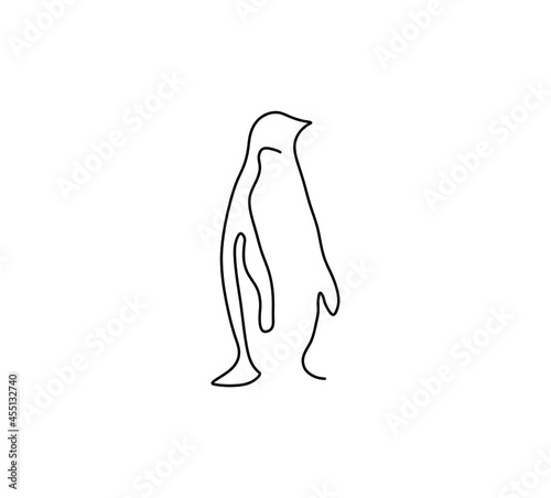 Vector isolated penguin one line single line drawing. Simple minimal black line penguin graphic design element.