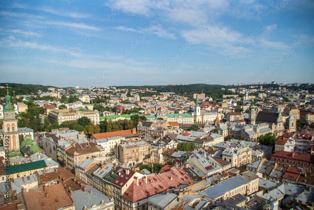 View over Lviv from the Lviv City Hall observation tower, Ukraine