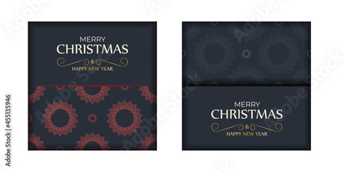 Merry christmas Greyed out greeting card design with red patterns. Vector poster Happy new year and winter ornament.