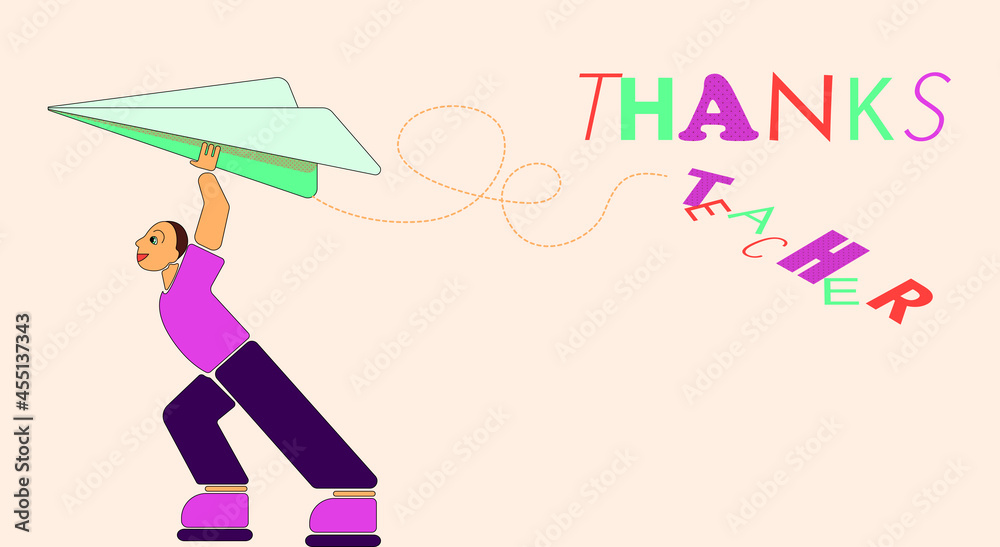 Teacher's Day! Congratulatory poster. An image of a happy student congratulating the teacher. Bright autumn colors Teacher's Day! Congratulatory poster. An image of a happy student congratulating the teacher. Bright autumn colors