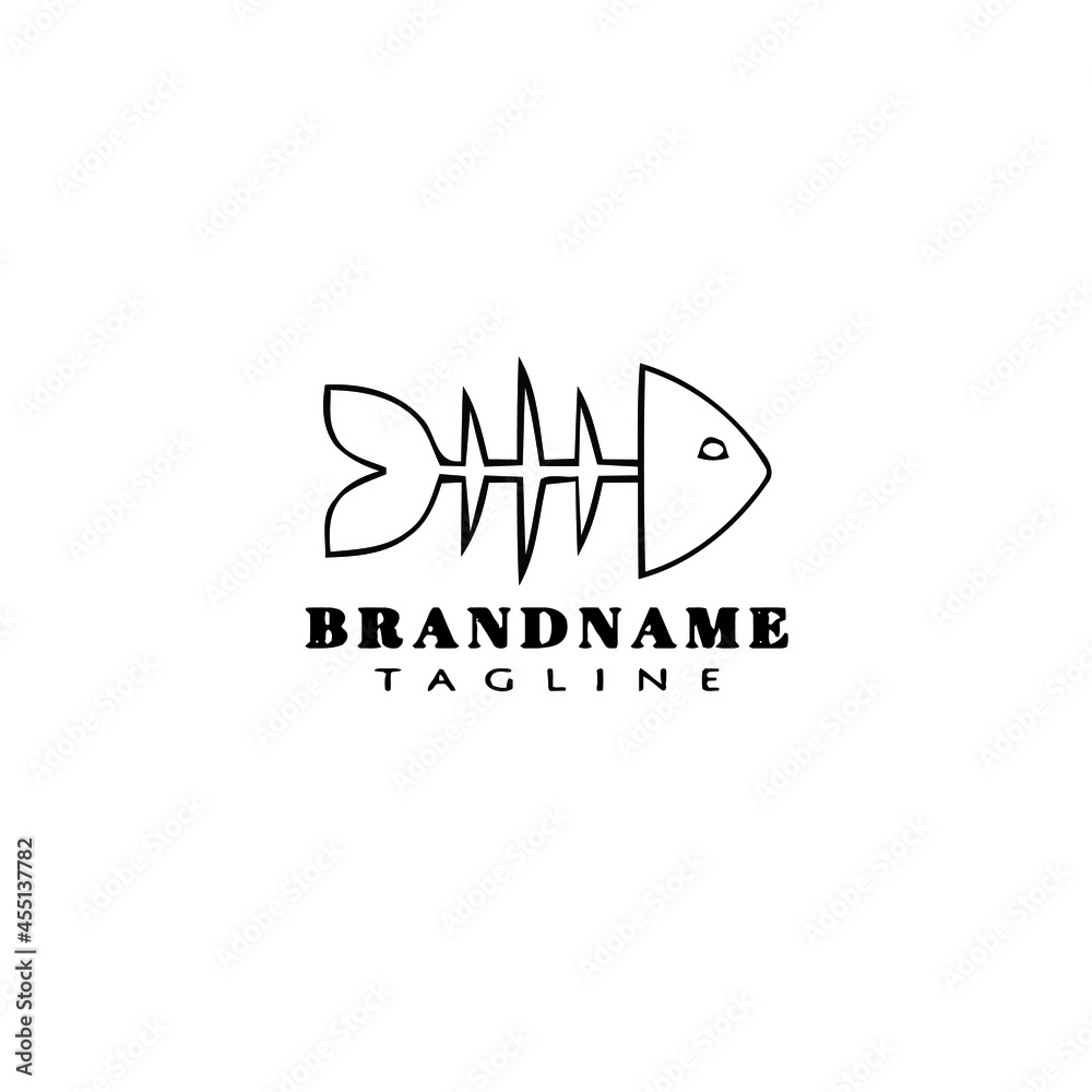 Fototapeta premium fish bone logo cartoon design template icon black isolated vector illustration