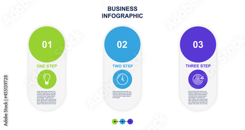 Business infographics concept. Poster showing main step to achieve result. Data visualization. Convenient form for submitting information. Cartoon flat vector illustration isolated on white background