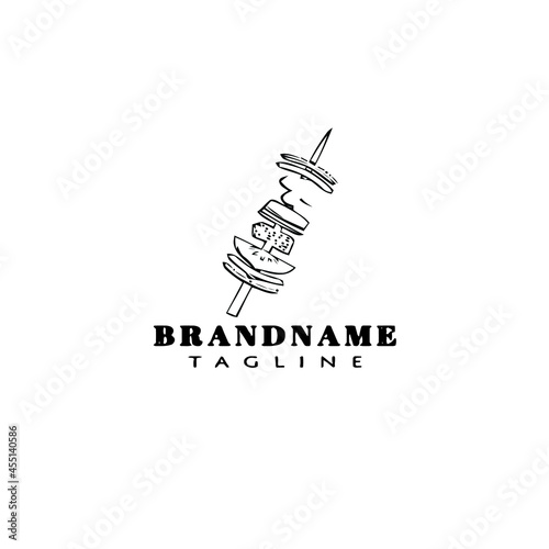 cute barbecue logo design template icon black isolated vector illustration