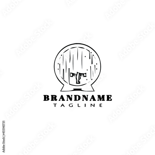 beer barrel cartoon logo icon design template black isolated vector illustration