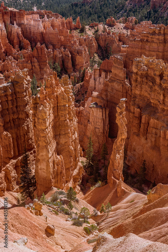 Closeup of the tall sandstone formation at the base of Bryce Canyon