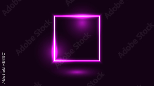 Glowing purple neon square.