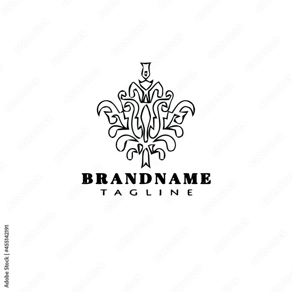 vintage acanthus leaf ornament logo icon design template black vector illustration